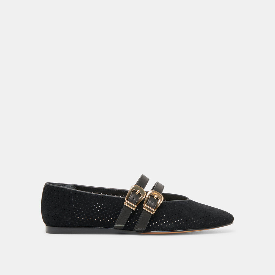 ballerine baylee in pelle scamosciata traforata color onice