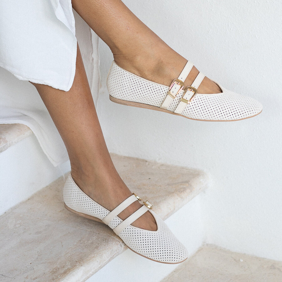 ballerine baylee in pelle scamosciata perforata
