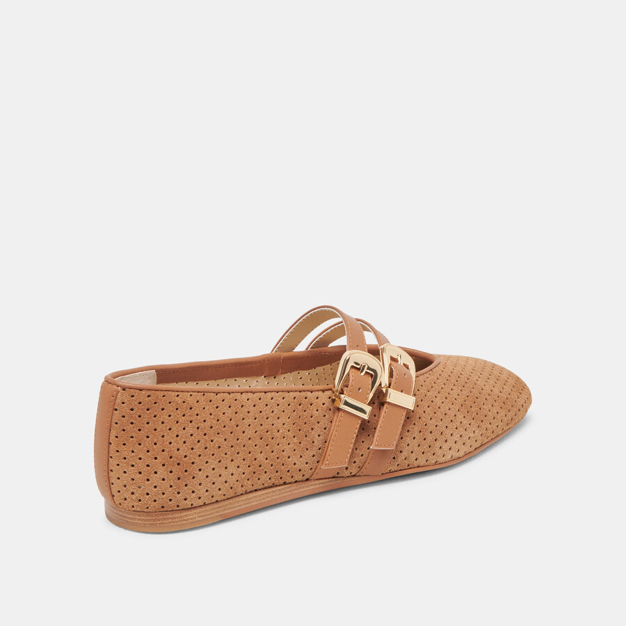 ballerine baylee in pelle scamosciata perforata color pecan