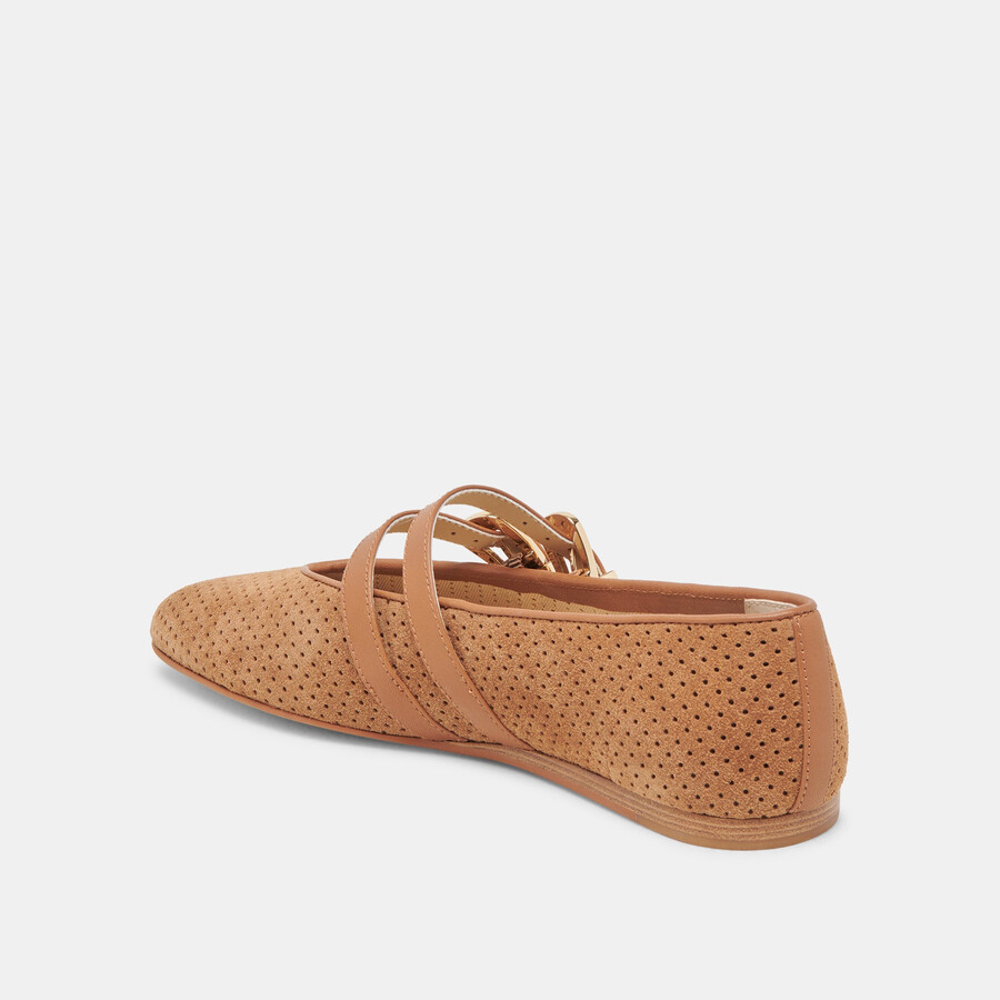 ballerine baylee in pelle scamosciata perforata color pecan