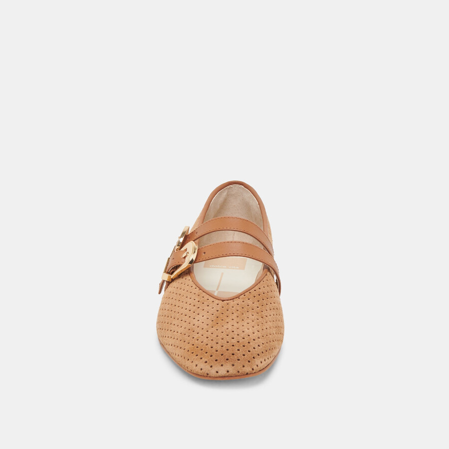 ballerine baylee in pelle scamosciata perforata color pecan
