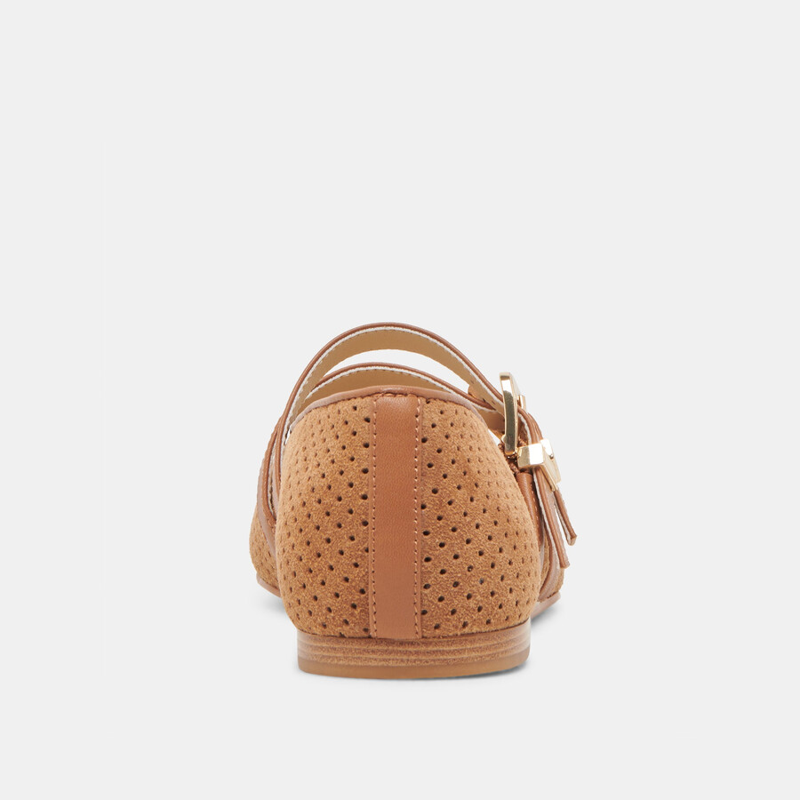 ballerine baylee in pelle scamosciata perforata color pecan