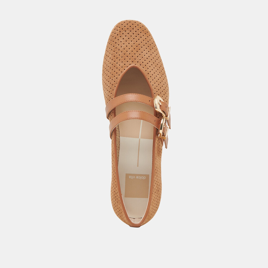 ballerine baylee in pelle scamosciata perforata color pecan