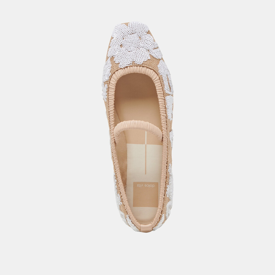 ballerine rhodie con paillettes multicolor naturali e floreali