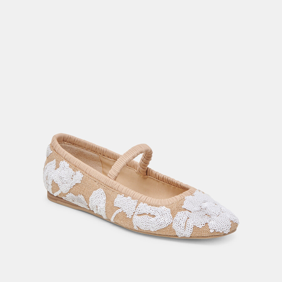 ballerine rhodie con paillettes multicolor naturali e floreali