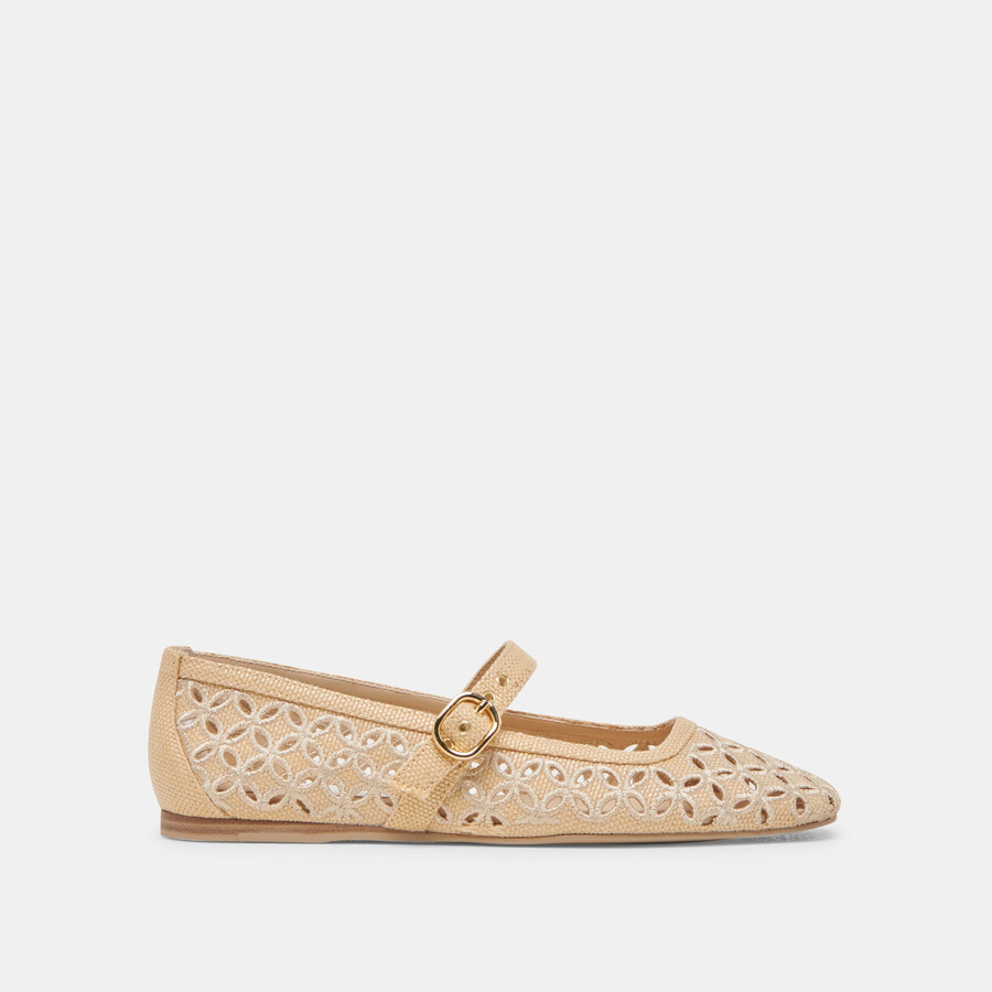 ballerine rodni eyelet perf lt natural woven rafia