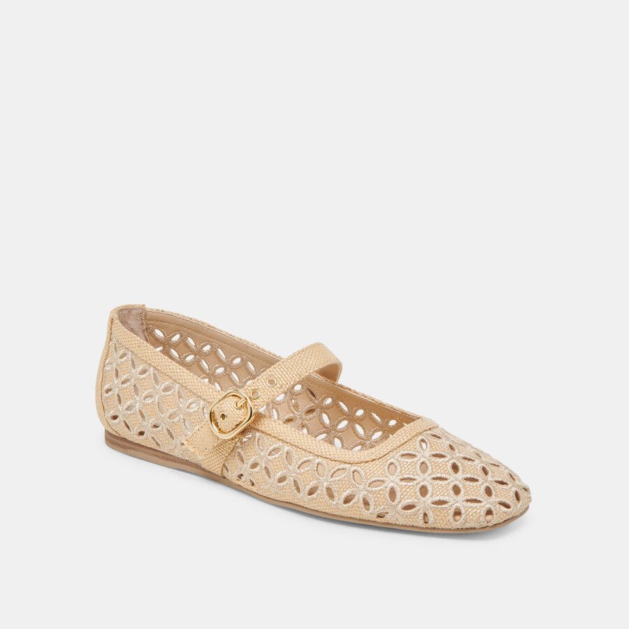 ballerine rodni eyelet perf lt natural woven rafia