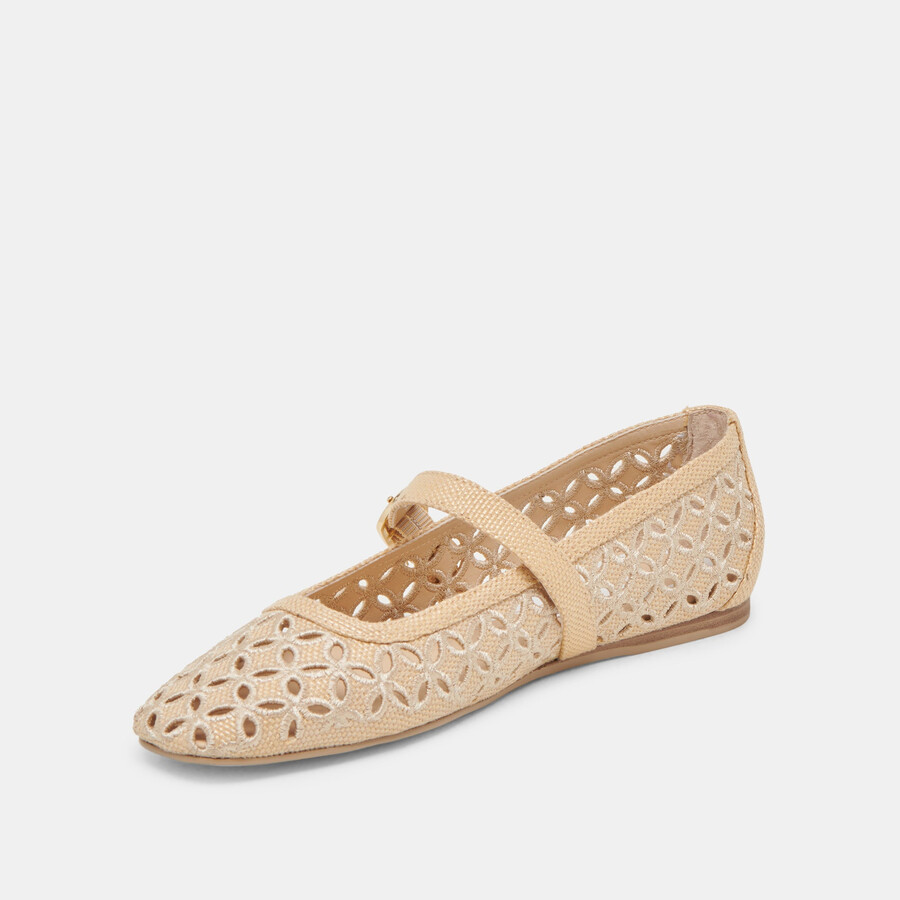 ballerine rodni eyelet perf lt natural woven rafia
