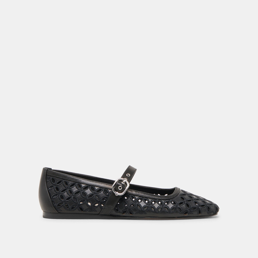 ballerine rodni eyelet perf in pelle nera