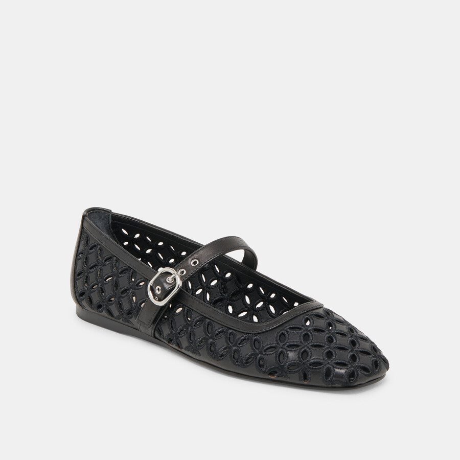 ballerine rodni eyelet perf in pelle nera