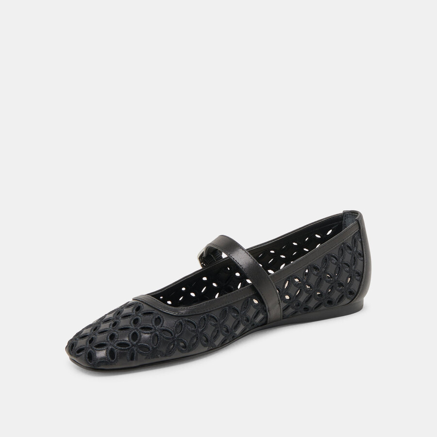 ballerine rodni eyelet perf in pelle nera