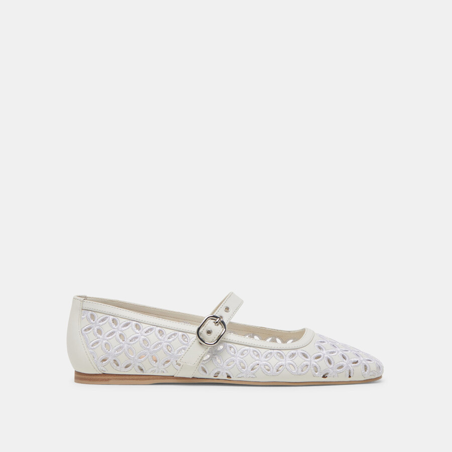 ballerine rodni eyelet perf in vera pelle bianca