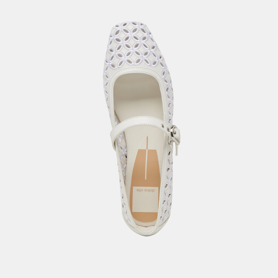 ballerine rodni eyelet perf in vera pelle bianca