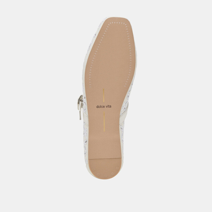 ballerine rodni eyelet perf in vera pelle bianca