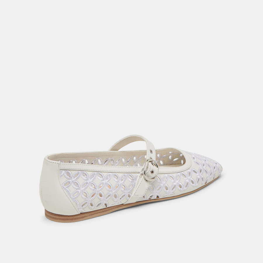 ballerine rodni eyelet perf in vera pelle bianca