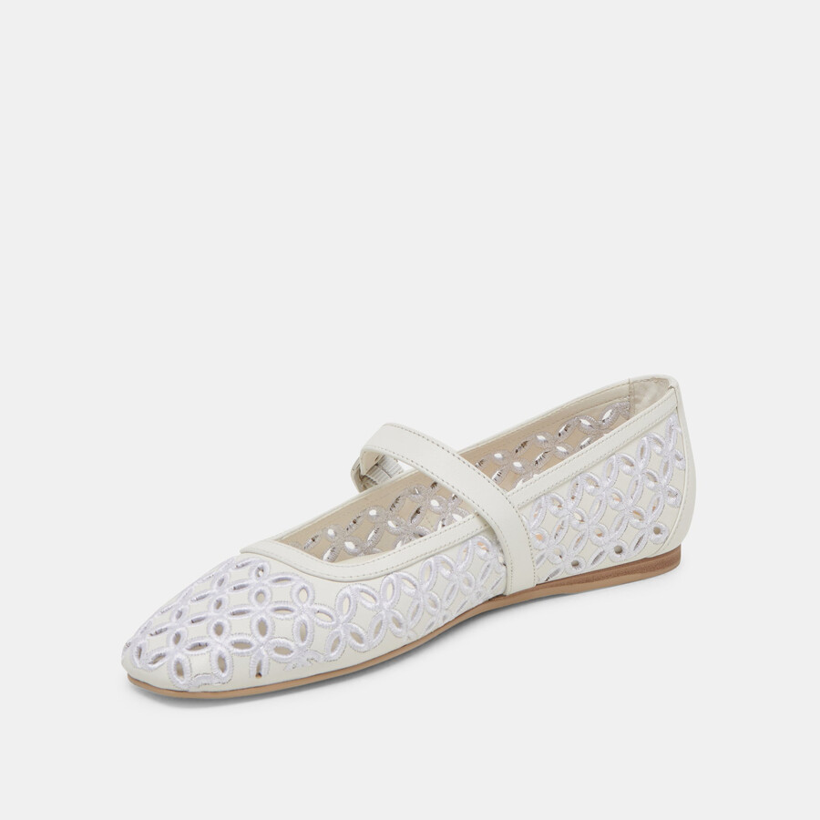 ballerine rodni eyelet perf in vera pelle bianca