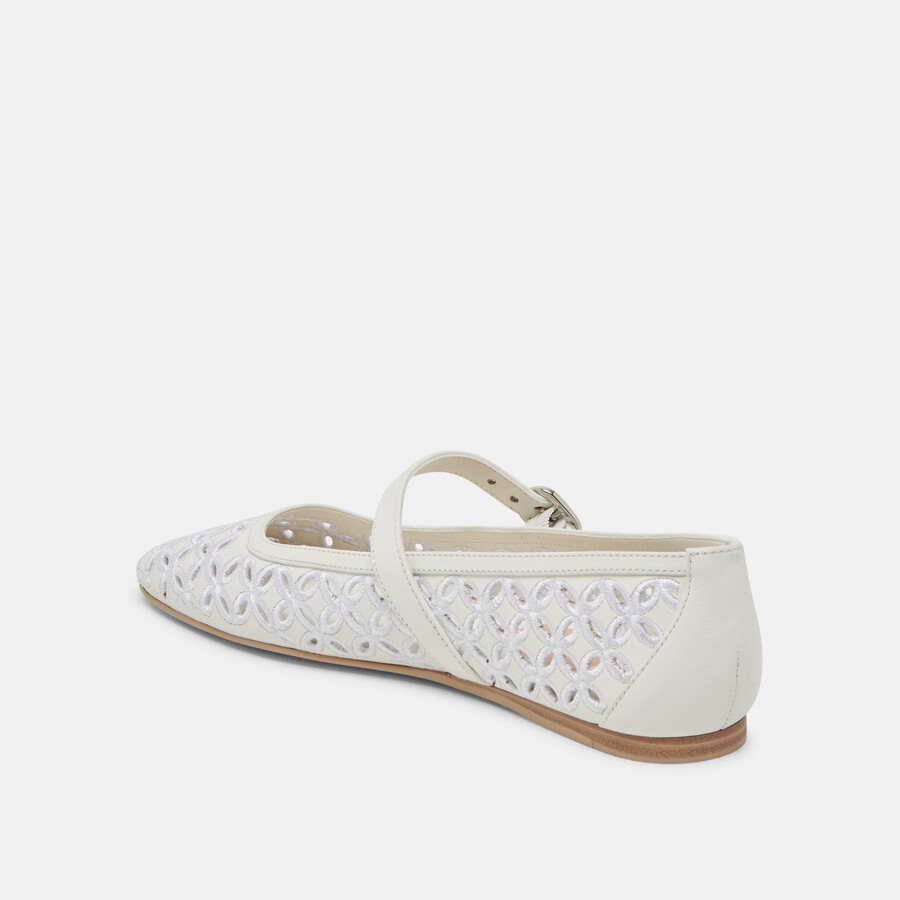 ballerine rodni eyelet perf in vera pelle bianca
