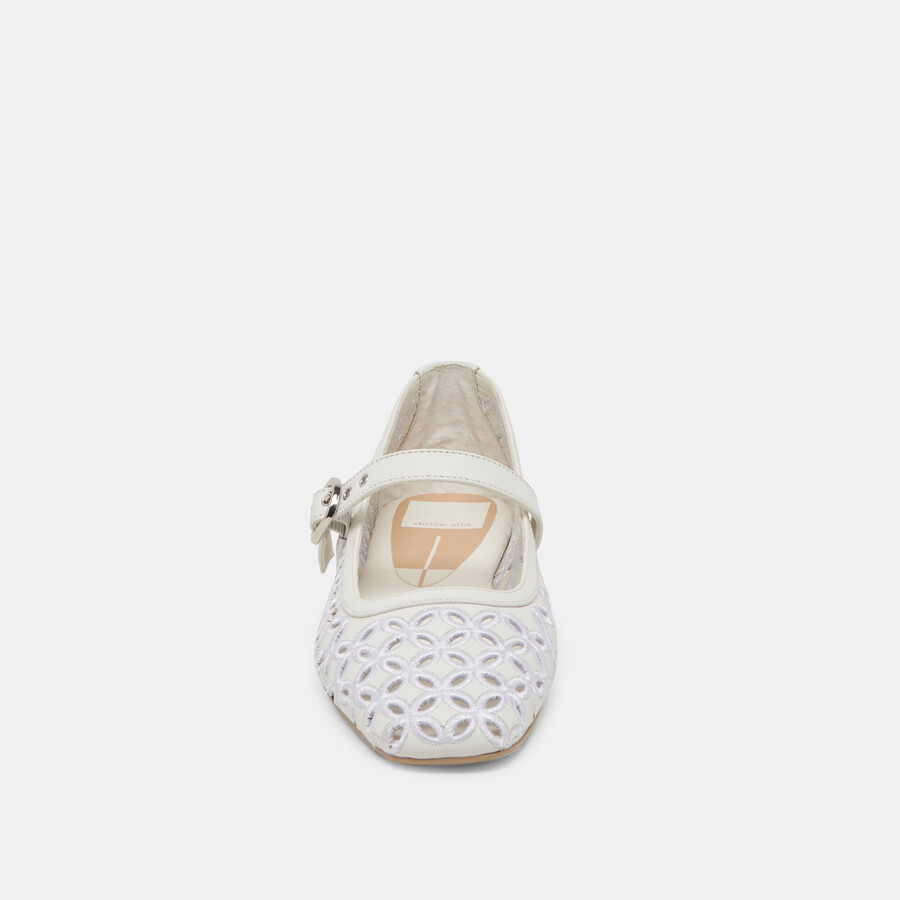 ballerine rodni eyelet perf in vera pelle bianca