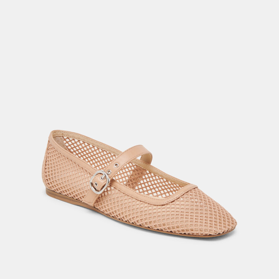 ballerine rodni mesh in maglia intrecciata color cuoio chiaro