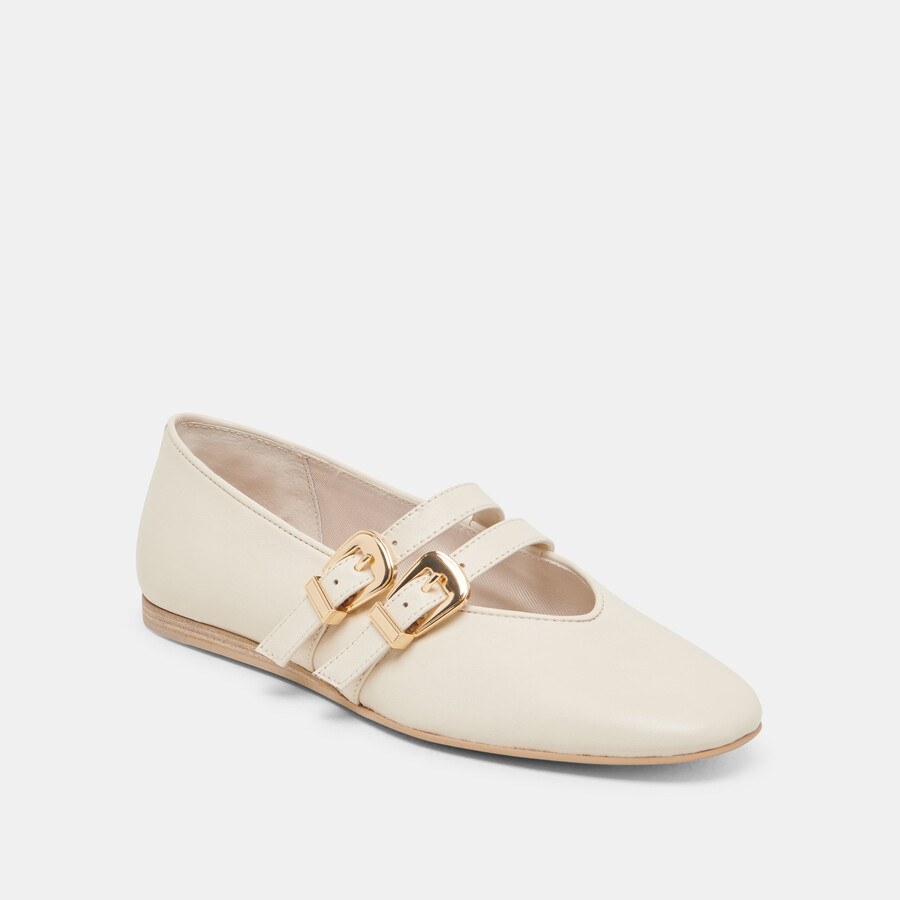 ballerine larghe baylee in pelle avorio
