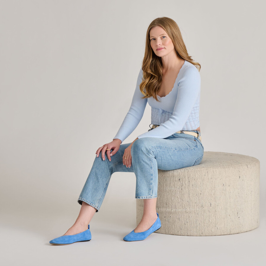 ballerine vinnie in pelle scamosciata blu polvere