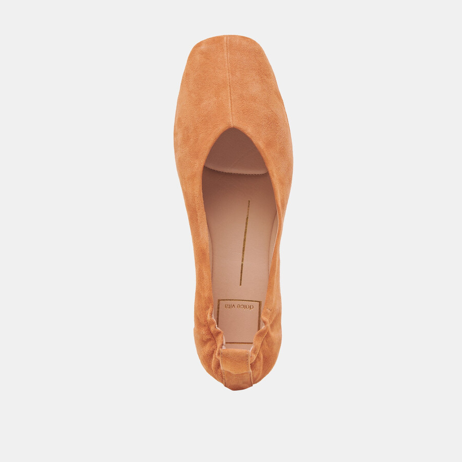 ballerine vinnie in pelle scamosciata ambrata