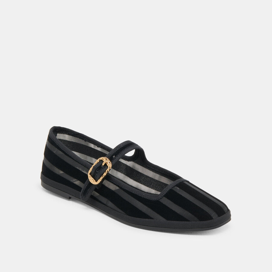 ballerine tameka in rete a righe nere