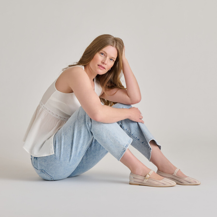 ballerine tameka bone stripe mesh