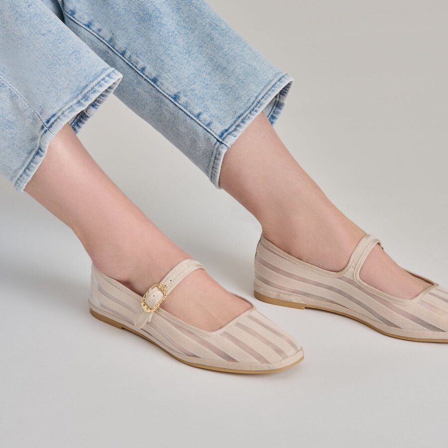ballerine tameka bone stripe mesh
