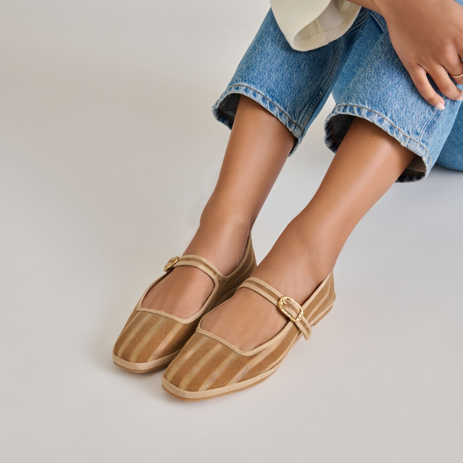 ballerine tameka in maglia a righe color cuoio
