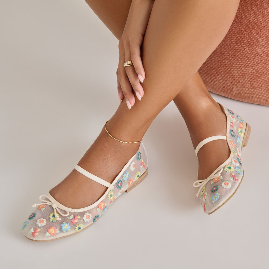 ballerine cadel floral in maglia floreale avorio
