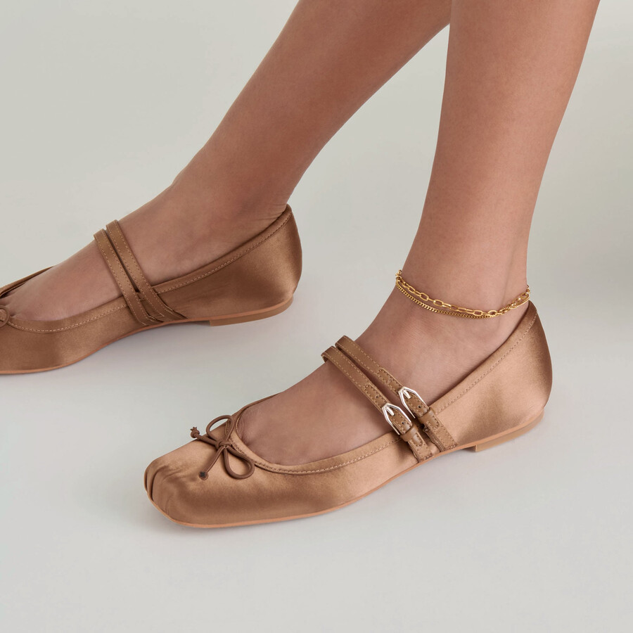 ballerine gibsen in raso marrone medio