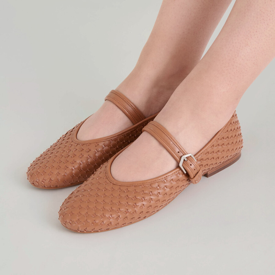 ballerine roslyn in pelle intrecciata saddle