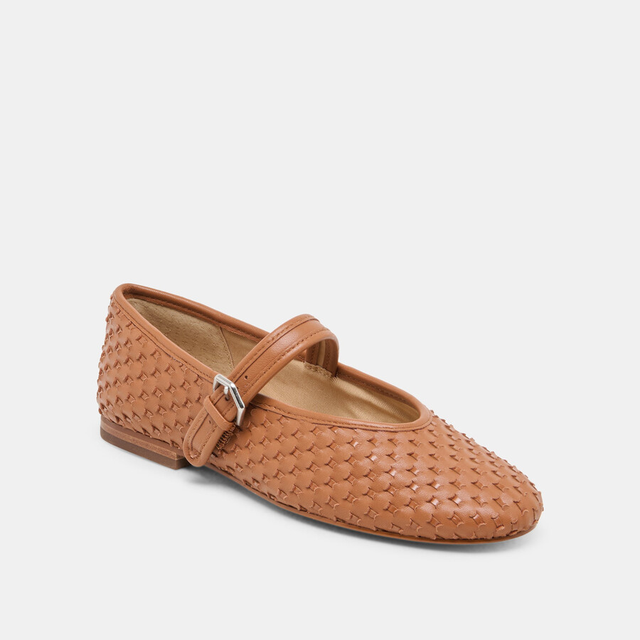 ballerine roslyn in pelle intrecciata saddle
