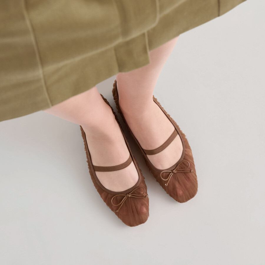 ballerine raeven in tulle marrone medio