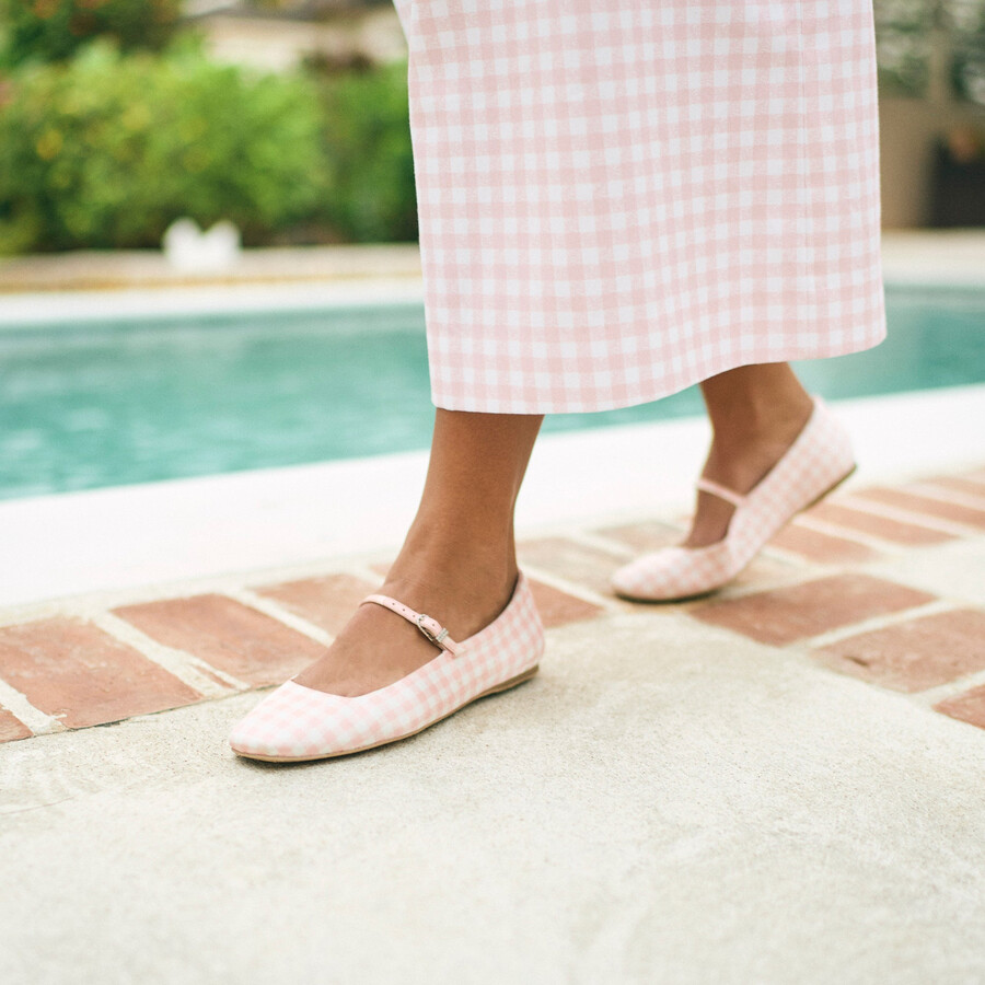 ballerine da golf reyes x byrdie a quadri rosa a quadretti