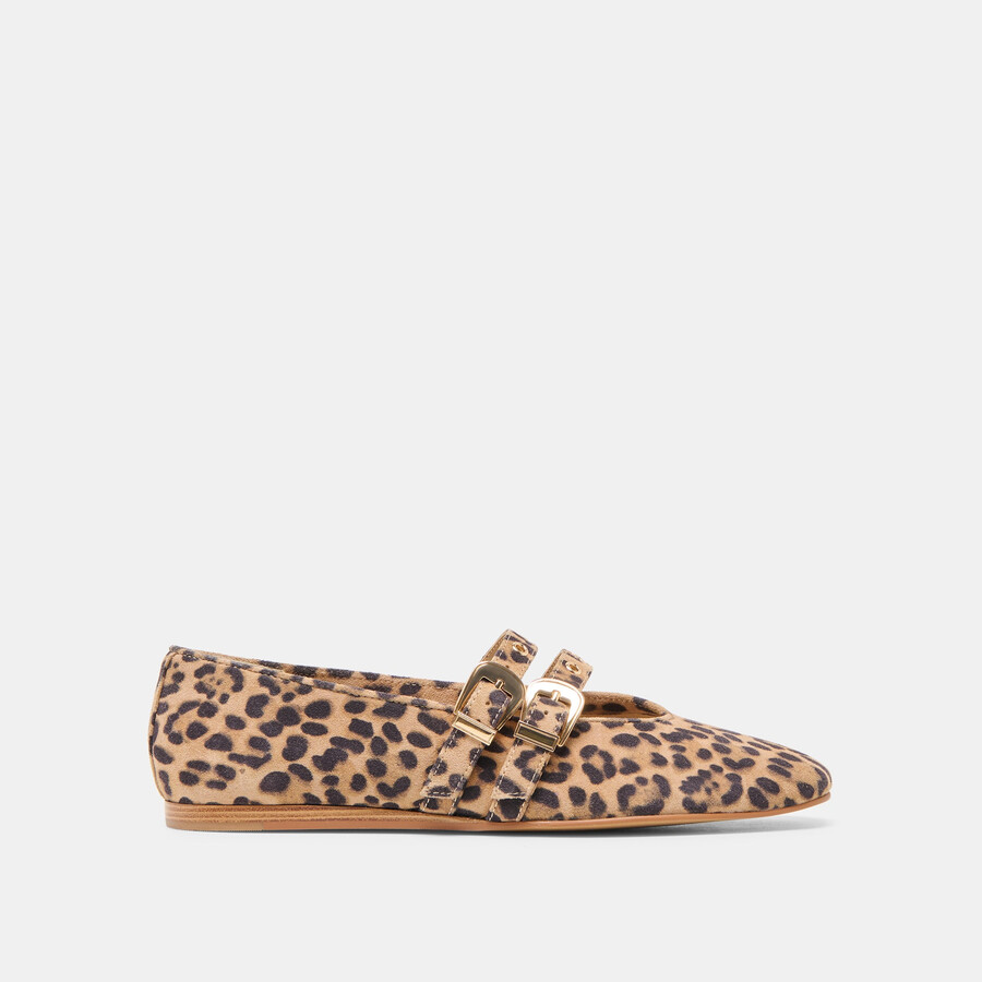 ballerine baylee grommet in pelle scamosciata stampata leopardata scura