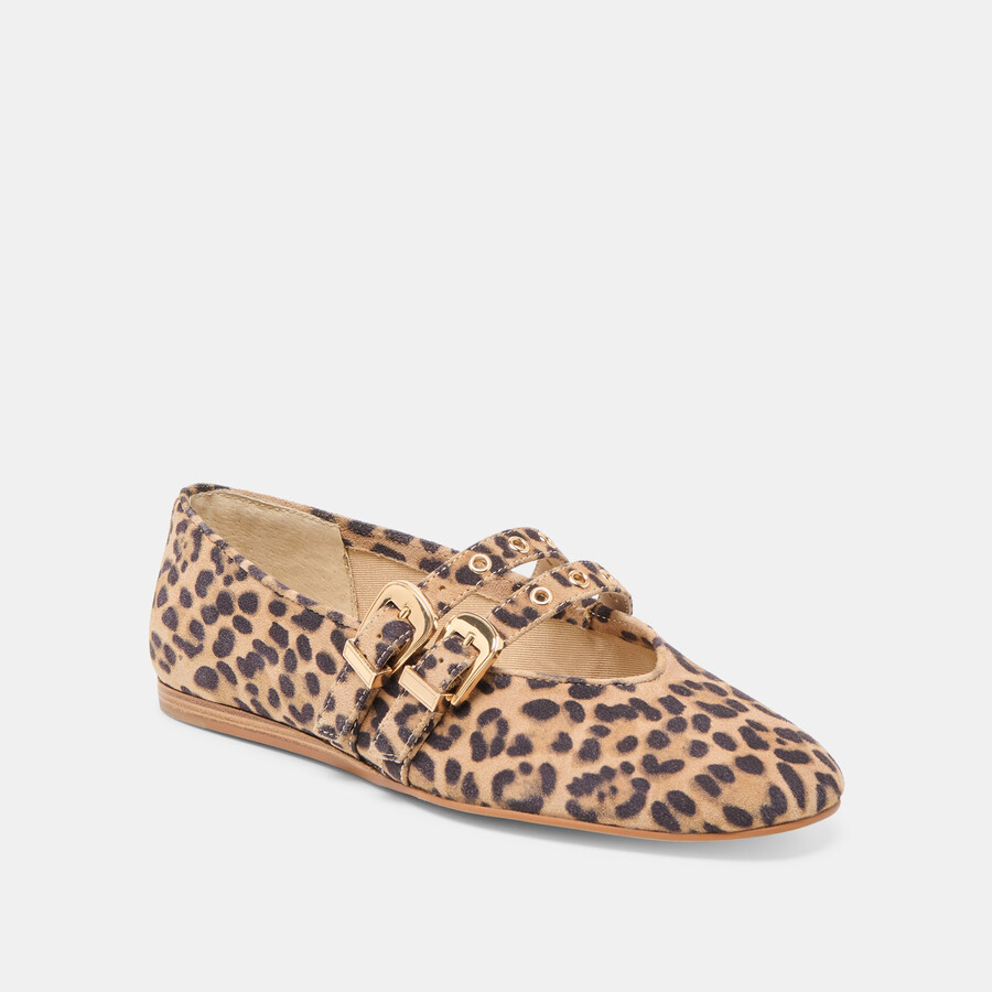 ballerine baylee grommet in pelle scamosciata stampata leopardata scura