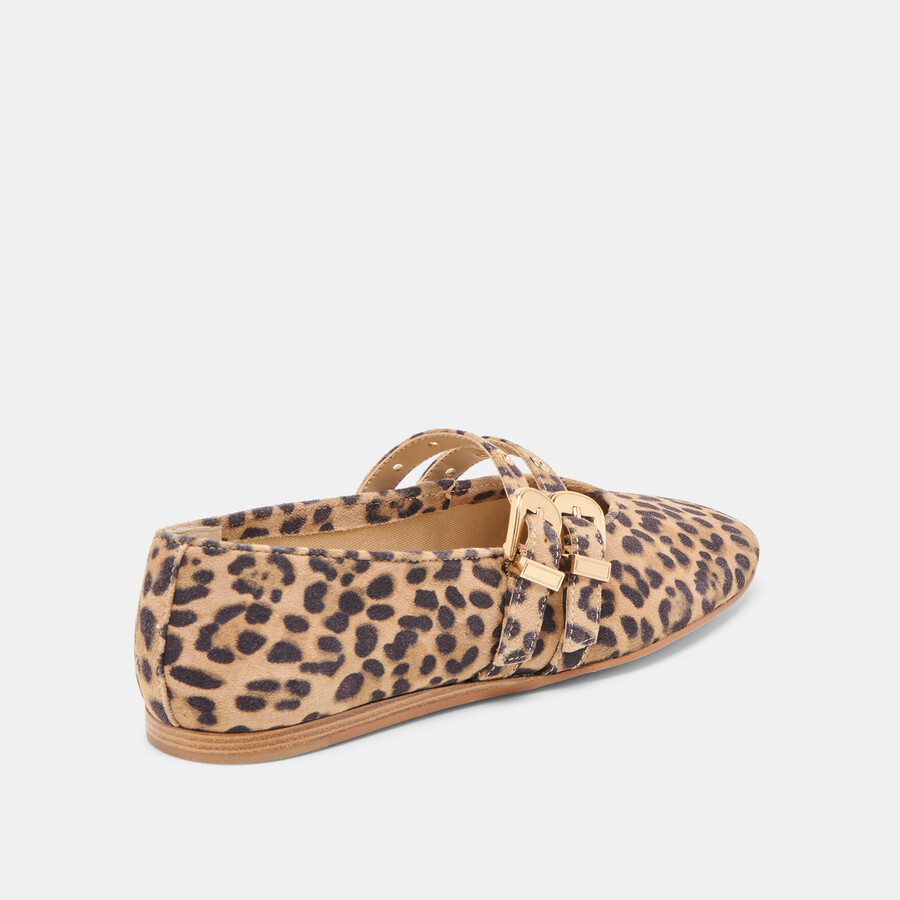 ballerine baylee grommet in pelle scamosciata stampata leopardata scura