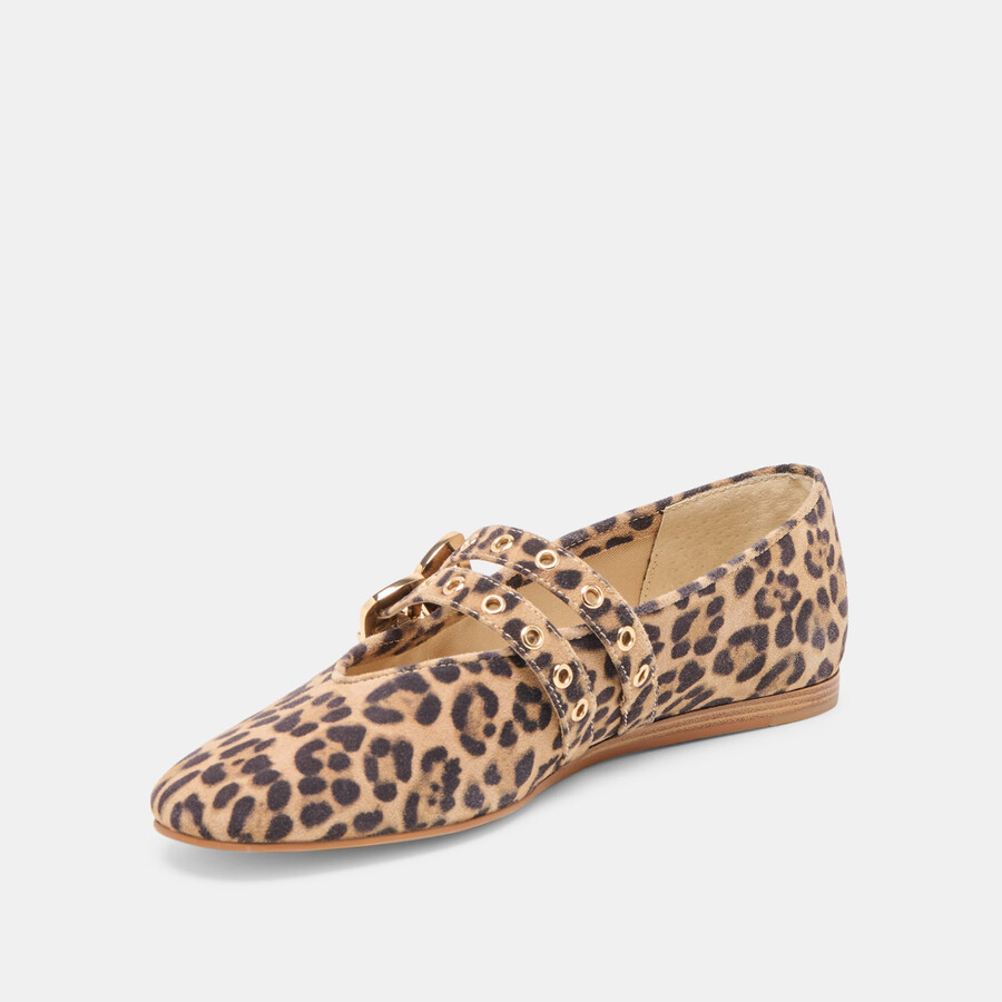 ballerine baylee grommet in pelle scamosciata stampata leopardata scura