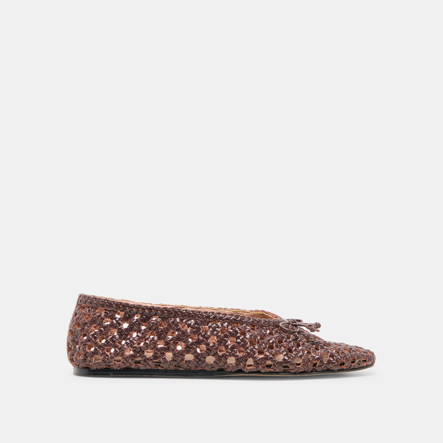 ballerine edda in pelle intrecciata marrone