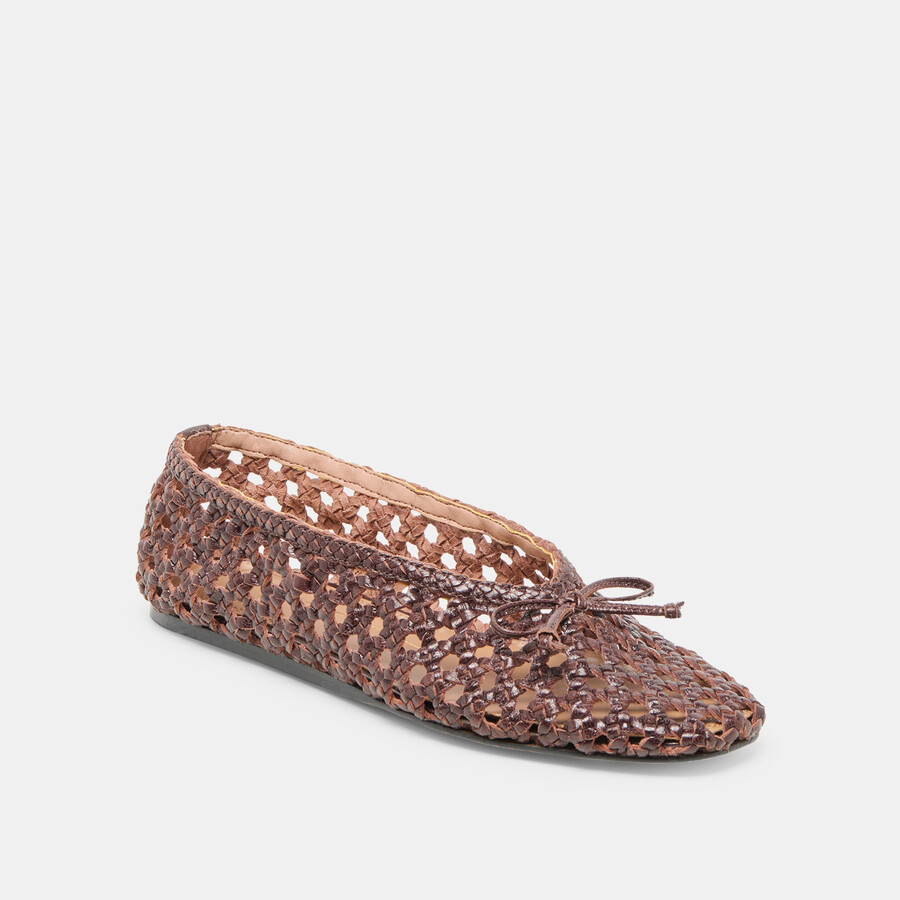ballerine edda in pelle intrecciata marrone