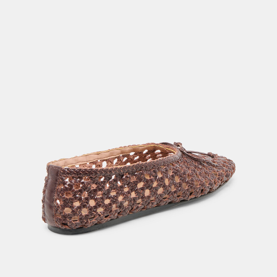 ballerine edda in pelle intrecciata marrone