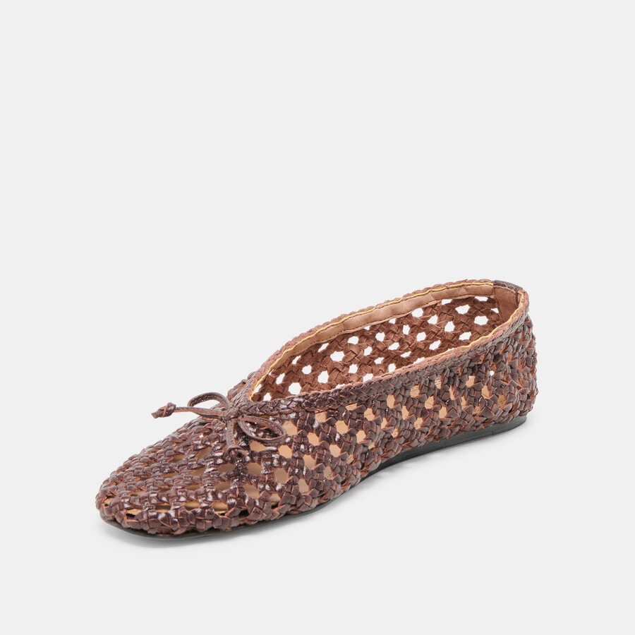 ballerine edda in pelle intrecciata marrone