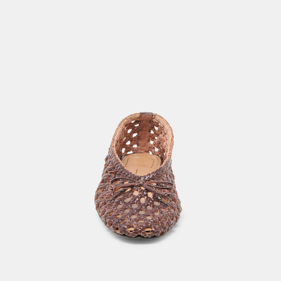 ballerine edda in pelle intrecciata marrone