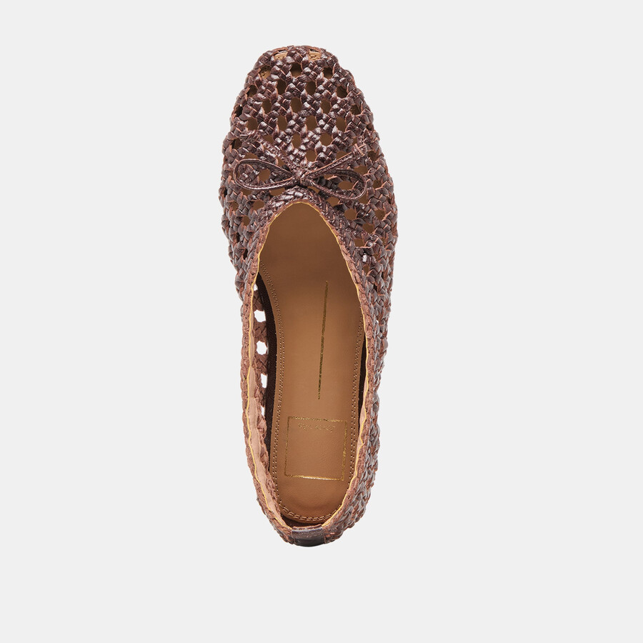 ballerine edda in pelle intrecciata marrone