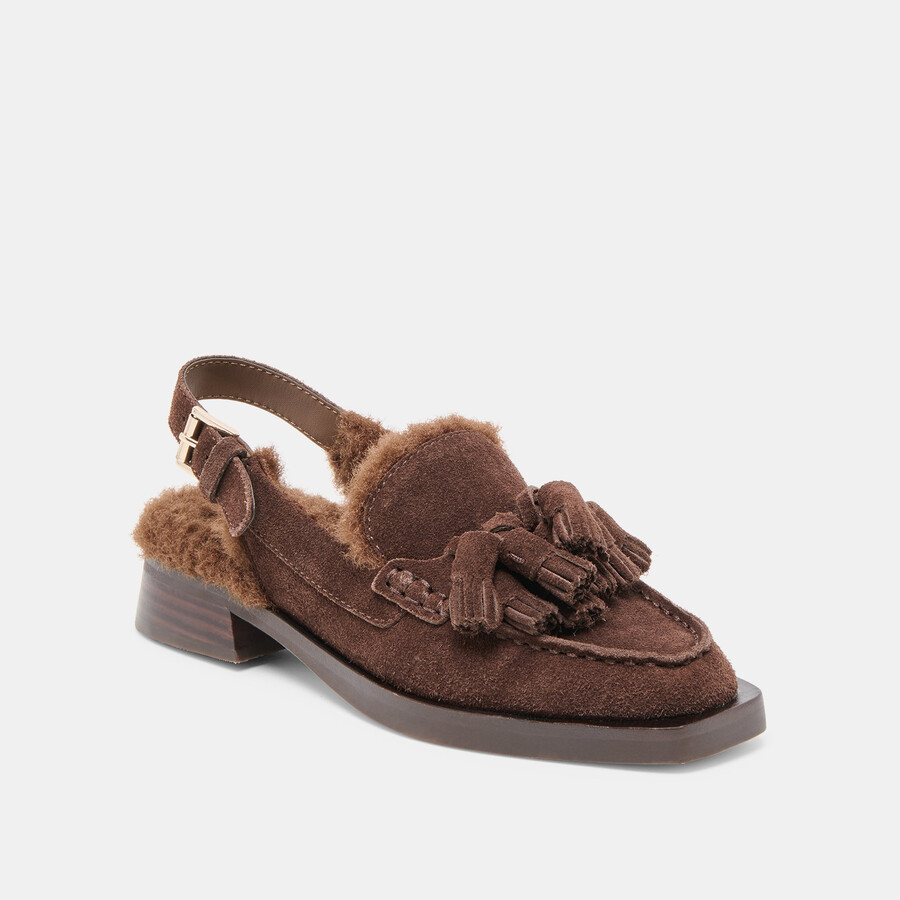 mocassini hamlit in peluche scamosciato marrone scuro