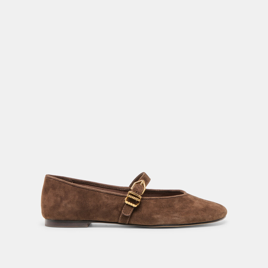 alizza ballerine in pelle scamosciata marrone scuro