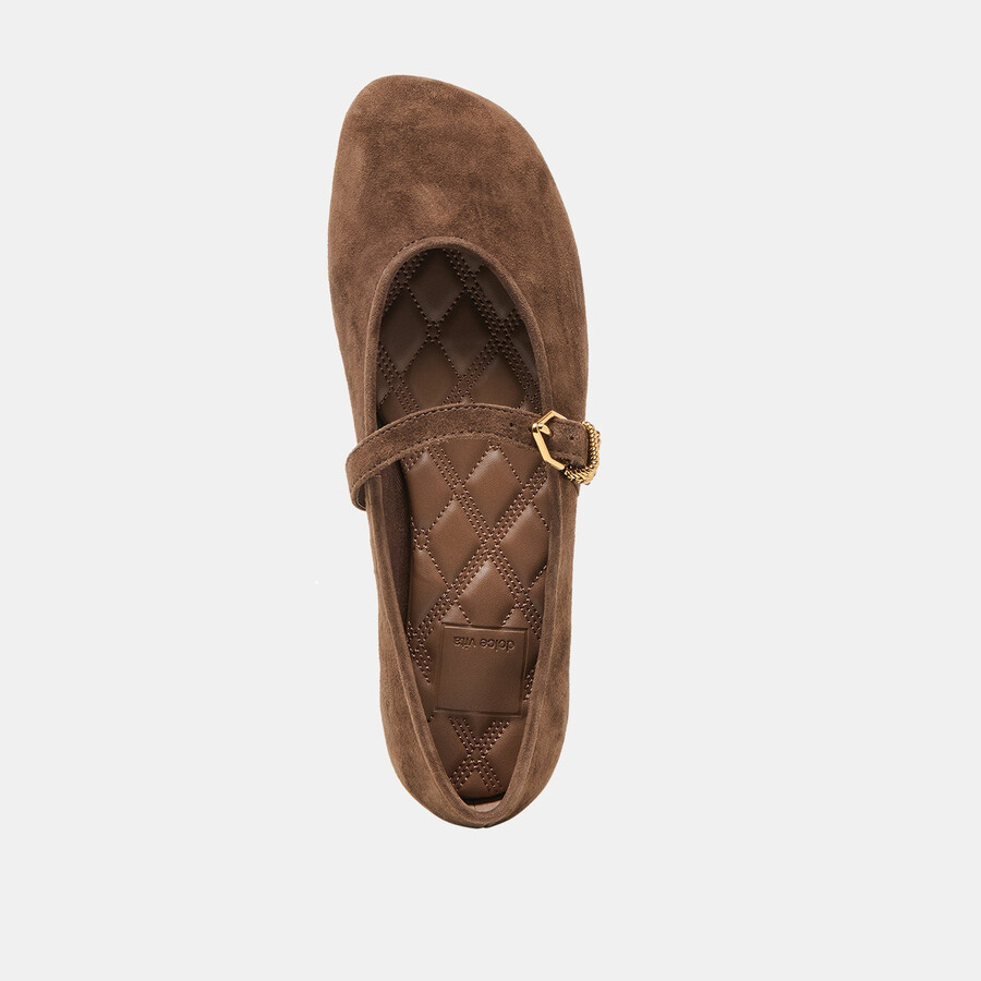alizza ballerine in pelle scamosciata marrone scuro