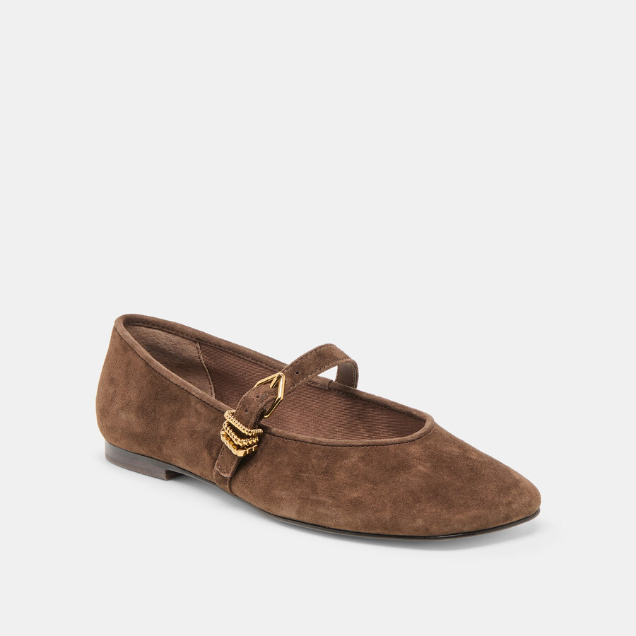 alizza ballerine in pelle scamosciata marrone scuro